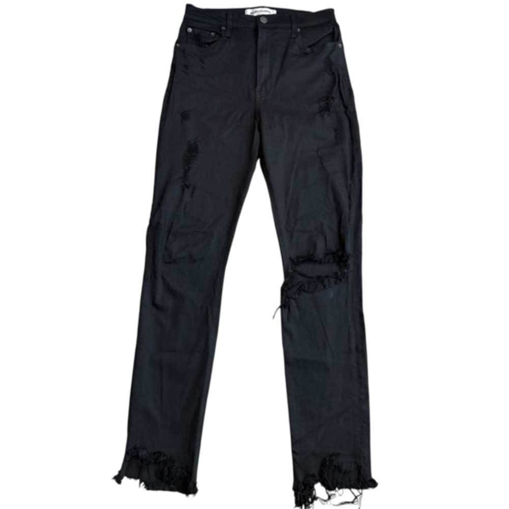 Reformation Size 29 High Rise Frayed Hem Jeans Black Distressed Stretch Grunge